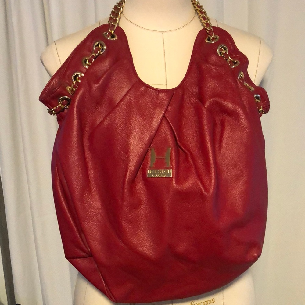 Halston Heritage leather chain detail hobo bag